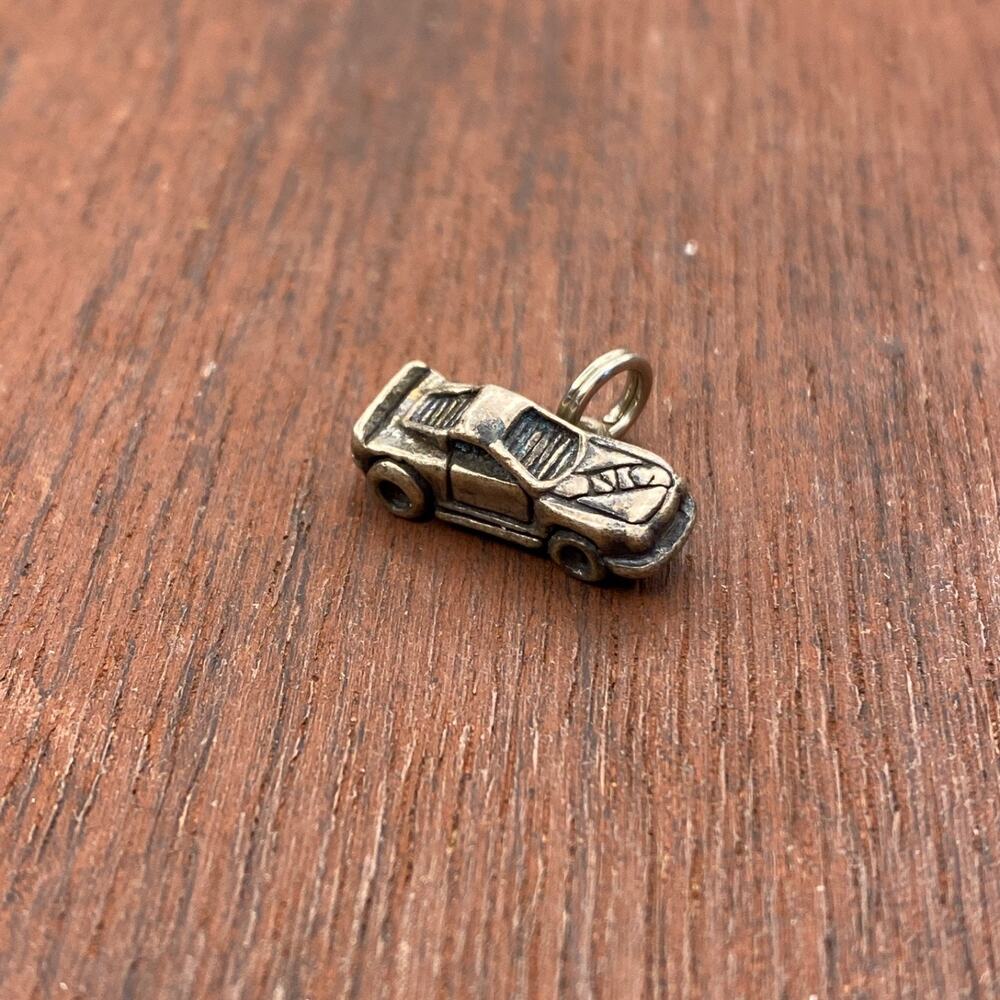 Vintage 925 Sterling Silver Race Car Motor Speedway Pendant Bracelet Charm